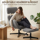 HOMCOM Swivel Armchair With Footstool, Rocking Accent Chair, Grey