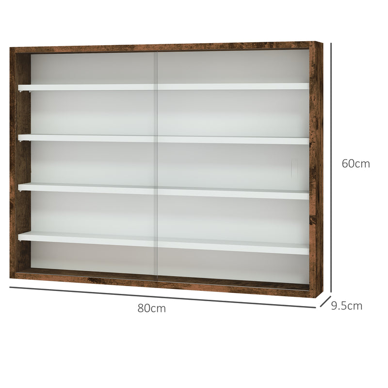 HOMCOM 5-Tier Wall Display Shelf Unit Cabinet w/ Shelves Glass Doors