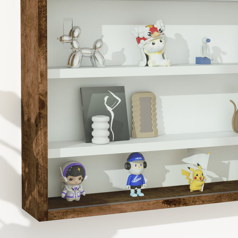 HOMCOM 5-Tier Wall Display Shelf Unit Cabinet w/ Shelves Glass Doors