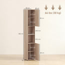 HOMCOM 182 cm Tall Bathroom Cabinet with Adjustable Shelves, Natural