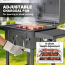 Outsunny Charcoal BBQ Grill, Large Barbecue Grill Smoker With Wheels, Black