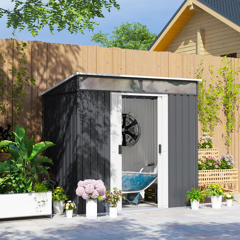 Outsunny 6.5x4FT Garden Shed Lockable Metal Tool Shed Green