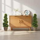 HOMCOM Set Of 2 Potted Artificial Plants, Topiary Spiral Boxwood Trees, 90cm