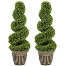 HOMCOM Set Of 2 Potted Artificial Plants, Topiary Spiral Boxwood Trees, 90cm