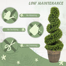 HOMCOM Set Of 2 Potted Artificial Plants, Topiary Spiral Boxwood Trees, 90cm