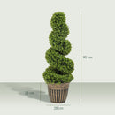 HOMCOM Set Of 2 Potted Artificial Plants, Topiary Spiral Boxwood Trees, 90cm