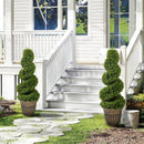 HOMCOM Set Of 2 Potted Artificial Plants, Topiary Spiral Boxwood Trees, 90cm