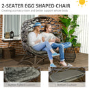 Outsunny 2 Seater Egg Chair Outdoor With Cushion, Cup Pockets