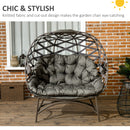 Outsunny 2 Seater Egg Chair Outdoor With Cushion, Cup Pockets