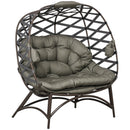 Outsunny 2 Seater Egg Chair Outdoor With Cushion, Cup Pockets