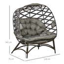 Outsunny 2 Seater Egg Chair Outdoor With Cushion, Cup Pockets