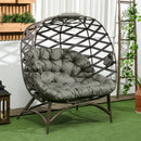 Outsunny 2 Seater Egg Chair Outdoor With Cushion, Cup Pockets