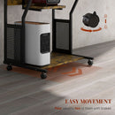 HOMCOM Rolling Computer Desk with Keyboard Tray Storage Shelves Rustic Brown