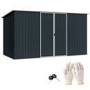 Outsunny 11 X 5.6ft Galvanised Metal Garden Shed With Lockable Doors, Grey