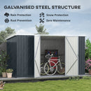 Outsunny 11 X 5.6ft Galvanised Metal Garden Shed With Lockable Doors, Grey