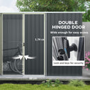 Outsunny 11 X 5.6ft Galvanised Metal Garden Shed With Lockable Doors, Grey