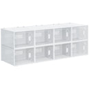 HOMCOM 8PCS Stackable  Plastic Shoe Storage Box for UK/EU
