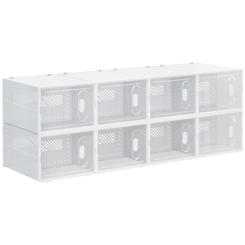 HOMCOM 8PCS Stackable  Plastic Shoe Storage Box for UK/EU