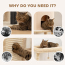 PawHut Cat Tree Tower Scratching Post Bed House, 132cm, Beige
