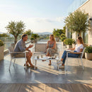 Outsunny 4 Seater Garden Furniture Set, Metal Garden Sofa Set, Khaki