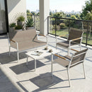 Outsunny 4 Seater Garden Furniture Set, Metal Garden Sofa Set, Khaki