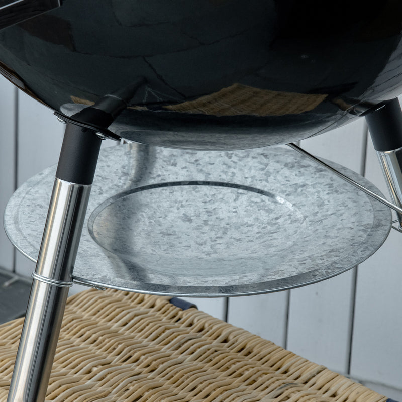 Outsunny Portable Kettle Charcoal Grill BBQ Smoker With Cover, Lid, & Thermometer