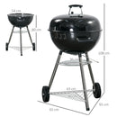 Outsunny Portable Kettle Charcoal Grill BBQ Smoker With Cover, Lid, & Thermometer