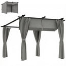 Outsunny 3 X 3(m) Metal Pergola With Retractable Roof And Sidewalls, Light Grey