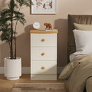Byland Ready Assembled 3 Drawer Bedside Cabinet in Cream Ash & Modern Oak