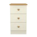 Byland Ready Assembled 3 Drawer Bedside Cabinet in Cream Ash & Modern Oak