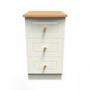 Byland Ready Assembled 3 Drawer Bedside Cabinet in Cream Ash & Modern Oak
