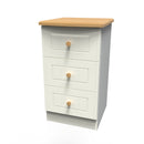 Byland Ready Assembled 3 Drawer Bedside Cabinet in Cream Ash & Modern Oak