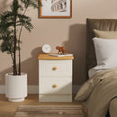 Byland Ready Assembled 2 Drawer Bedside Cabinet in Cream Ash & Modern Oak