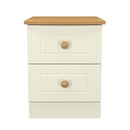 Byland Ready Assembled 2 Drawer Bedside Cabinet in Cream Ash & Modern Oak