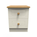 Byland Ready Assembled 2 Drawer Bedside Cabinet in Cream Ash & Modern Oak