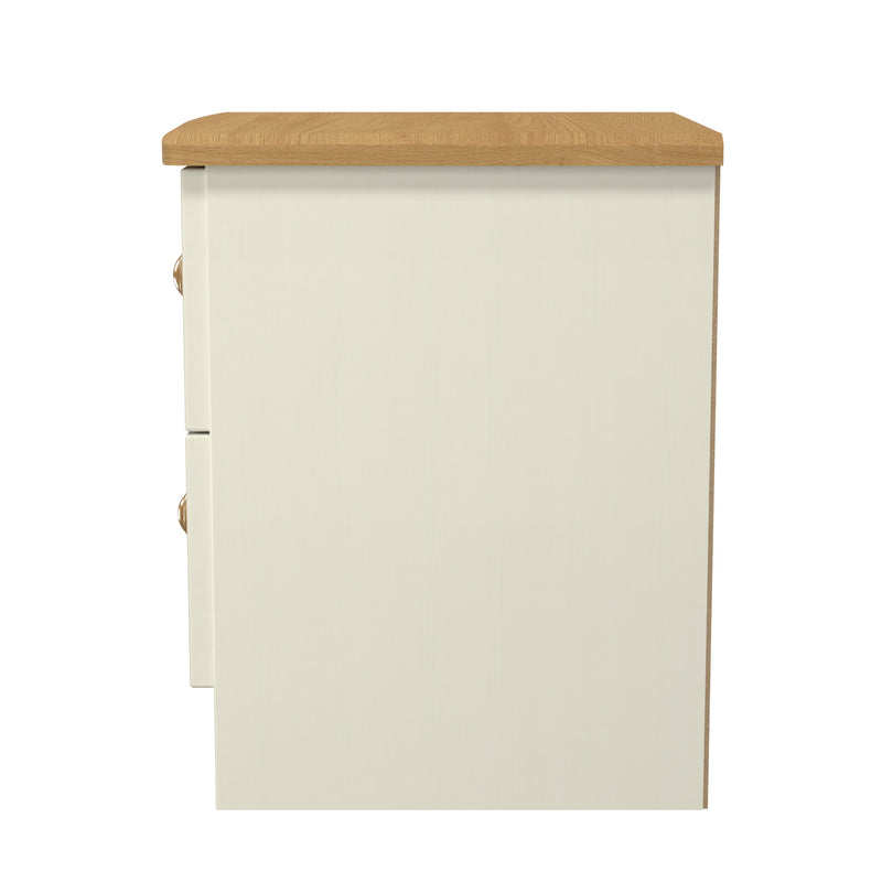 Byland Ready Assembled 2 Drawer Bedside Cabinet in Cream Ash & Modern Oak