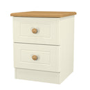 Byland Ready Assembled 2 Drawer Bedside Cabinet in Cream Ash & Modern Oak