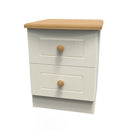 Byland Ready Assembled 2 Drawer Bedside Cabinet in Cream Ash & Modern Oak