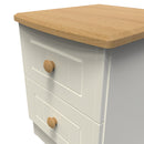 Byland Ready Assembled 2 Drawer Bedside Cabinet in Cream Ash & Modern Oak