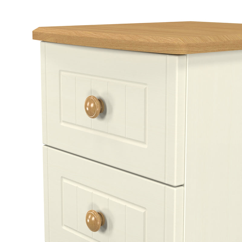 Byland Ready Assembled 2 Drawer Bedside Cabinet in Cream Ash & Modern Oak