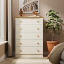Byland Ready Assembled 5 Drawer Chest in Cream Ash & Modern Oak