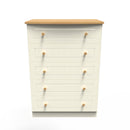 Byland Ready Assembled 5 Drawer Chest in Cream Ash & Modern Oak