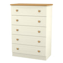 Byland Ready Assembled 5 Drawer Chest in Cream Ash & Modern Oak