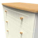 Byland Ready Assembled 5 Drawer Chest in Cream Ash & Modern Oak