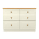 Byland Ready Assembled 6 Drawer Wide Chest in Cream Ash & Modern Oak