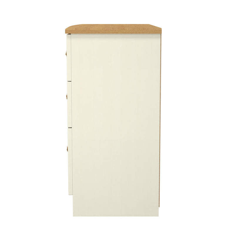 Byland Ready Assembled 6 Drawer Wide Chest in Cream Ash & Modern Oak