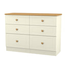 Byland Ready Assembled 6 Drawer Wide Chest in Cream Ash & Modern Oak