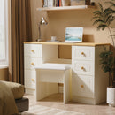 Byland Ready Assembled Double Pedestal Desk in Cream Ash & Modern Oak