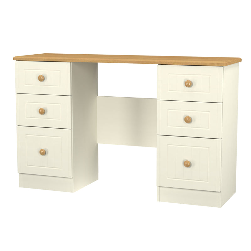 Byland Ready Assembled Double Pedestal Desk in Cream Ash & Modern Oak