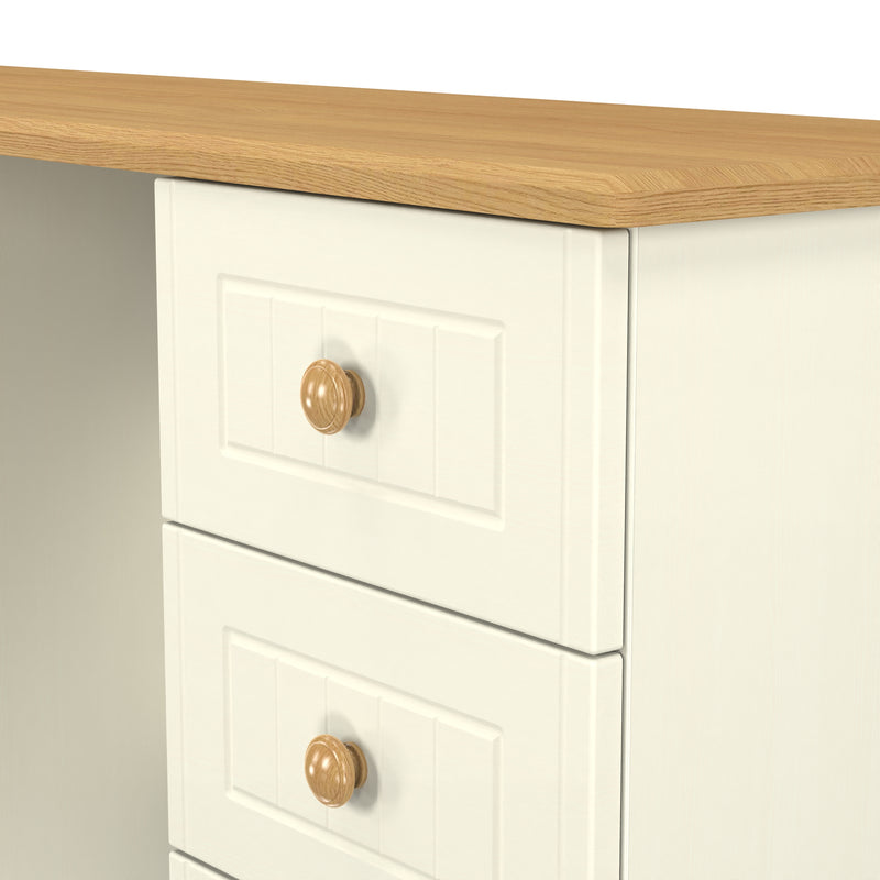 Byland Ready Assembled Double Pedestal Desk in Cream Ash & Modern Oak